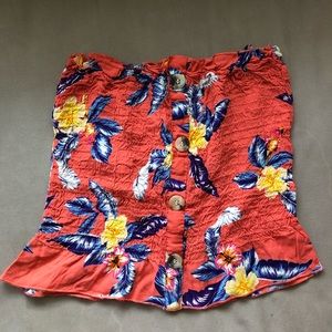 Floral print ruched tube top